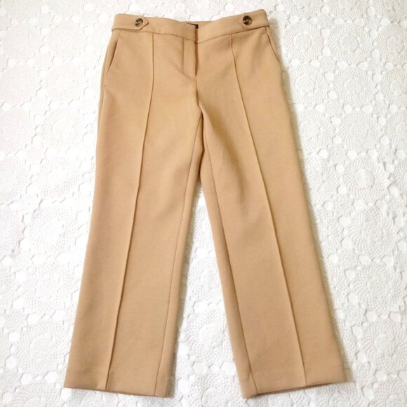 Ann Taylor Pants - Ann Taylor Dress Pants The Tab Waist Straight Leg Ankle Tan Ponte Knit 8 Women